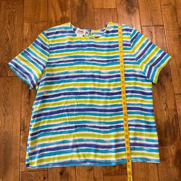 VTG Silks By Joan Leslie Blazer & Blouse Neon Green 100% Silk Womens Sz 16 - Picture 4 of 15